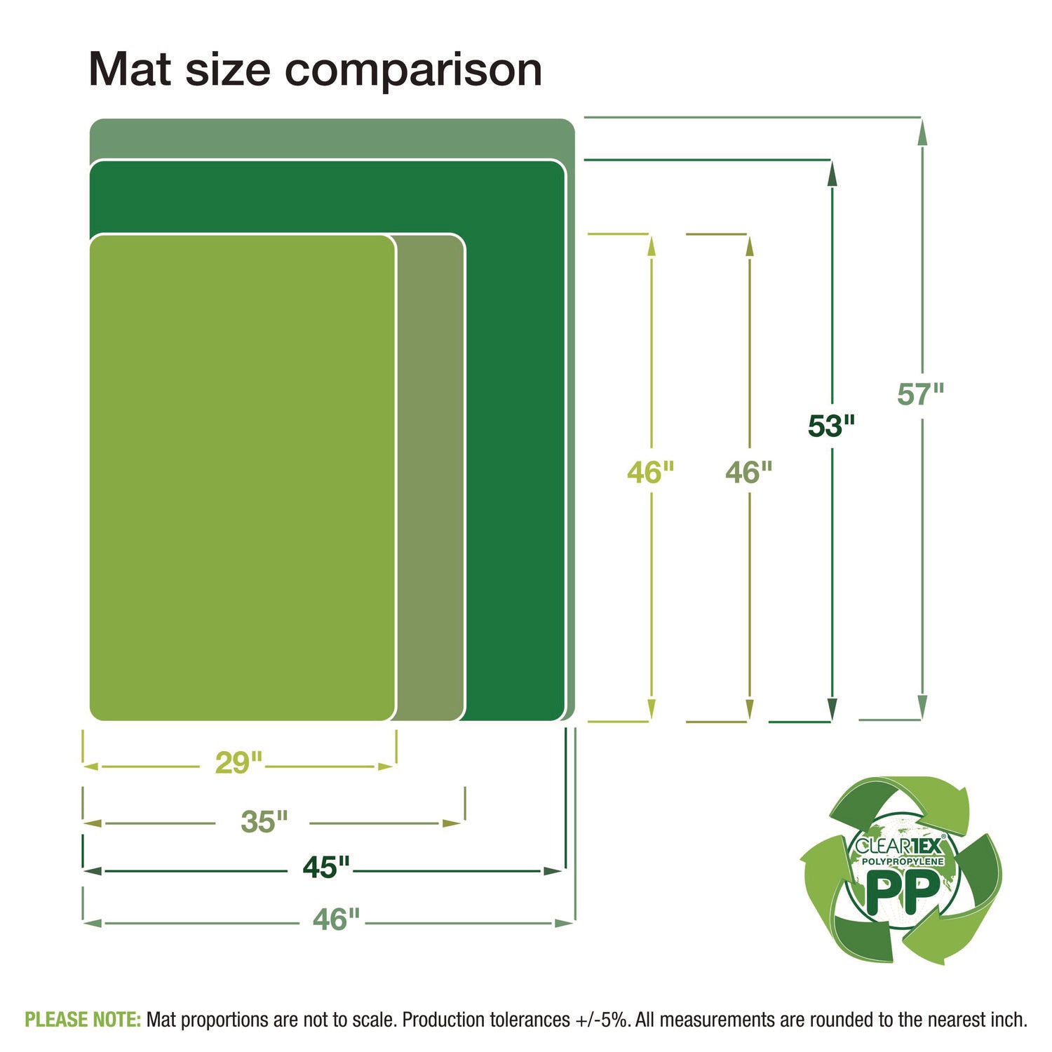 Floortex Polypropylene Rectangular Anti-Slip Foldable Chair Mat for Hard Floors- 35" x 46