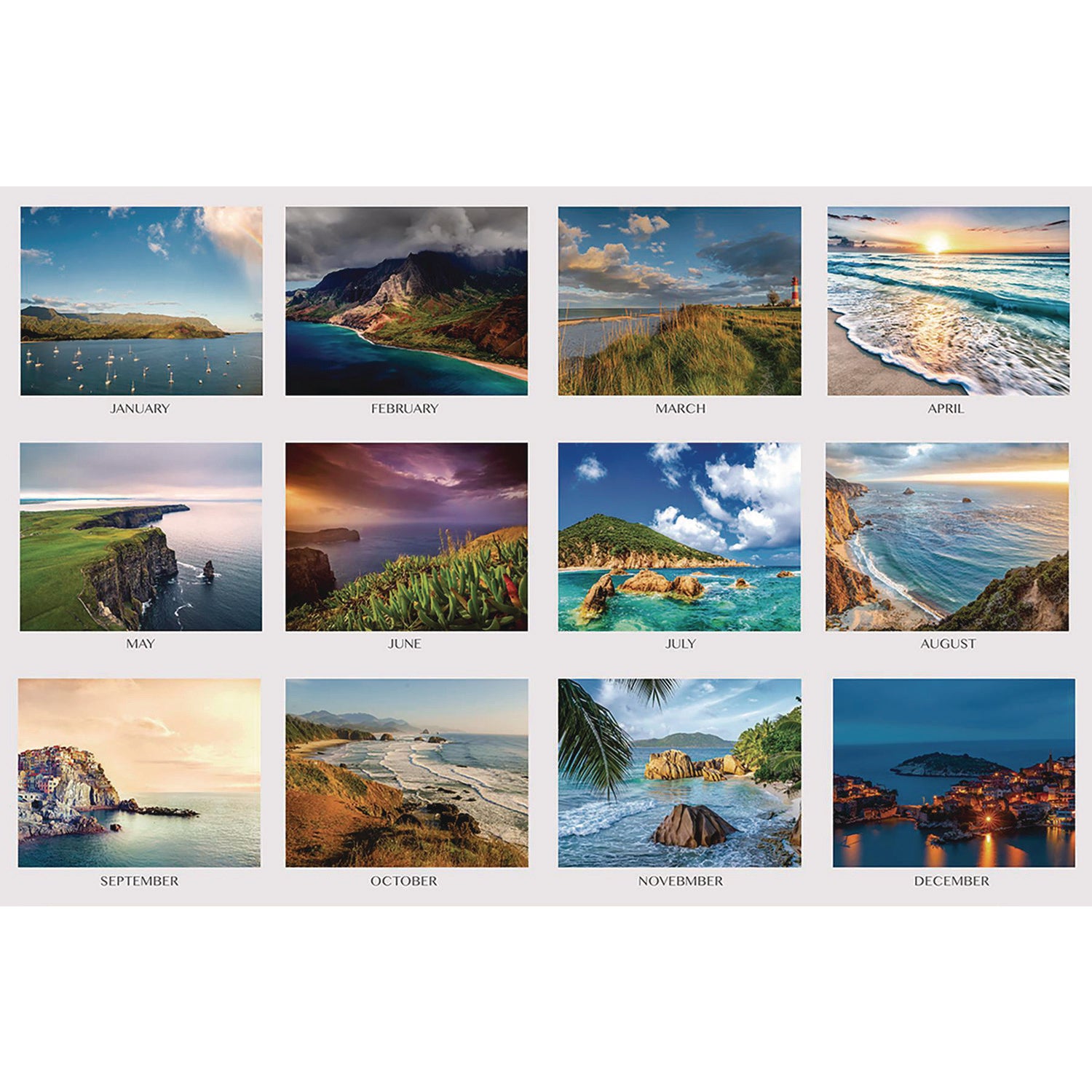Julian Dates - Monthly - 12 Month - January 2026 to December 2026 - 1 Month Single Page Layout - Desk Pad, Desktop - Black - Leatherette - 17" Height x 22" Width - Recyclable, Seascape, Notes Area, Holiday Listing, Reference Calendar - 1 Each