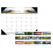 Julian Dates - Monthly - January 2026 to December 2026 - 1 Month Single Page Layout - 22" x 17" Sheet Size - 2.38" x 2.88" Block - Desk Pad - White - Leatherette, Paper - 1 Each