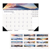 Julian Dates - Monthly - 12 Month - January 2026 to December 2026 - 1 Month Single Page Layout - 22" x 17" Sheet Size - 2.25" x 2.50" Block - Desk Pad - White - Leatherette, Paper - Holder, Reference Calendar, Notepad, Reinforced - 1 Each