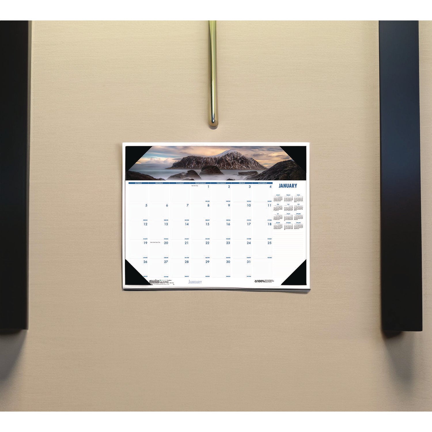 House of Doolittle EarthScapes Coastlines Desk Pad Calendar, Monthly, January 2026–December 2026, 22" x 17", White, Leatherette/Paper/Chipboard, 1 Each