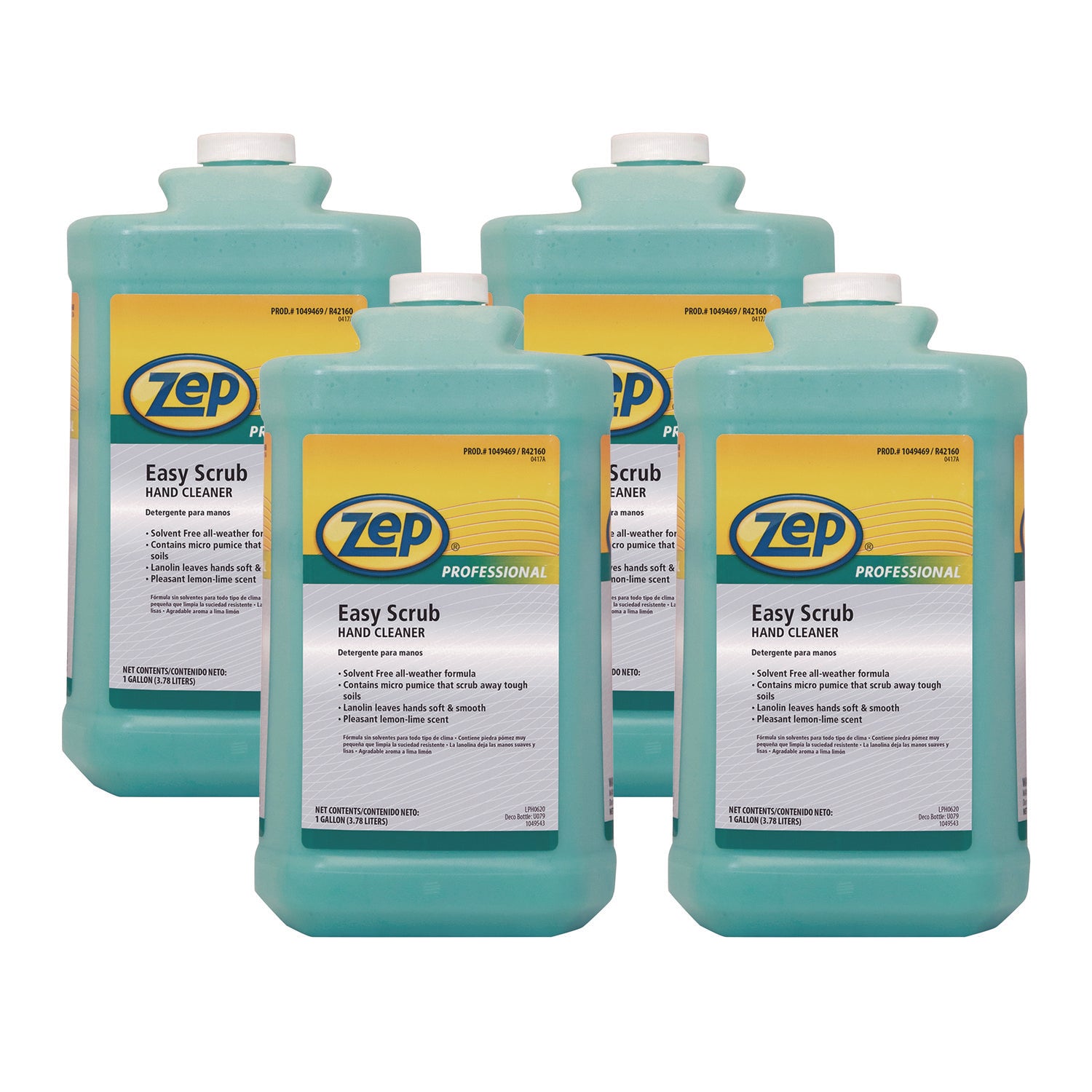 Industrial Hand Cleaner, Easy Scrub, Lemon Scent, 1 gal Bottle, 4/Carton
