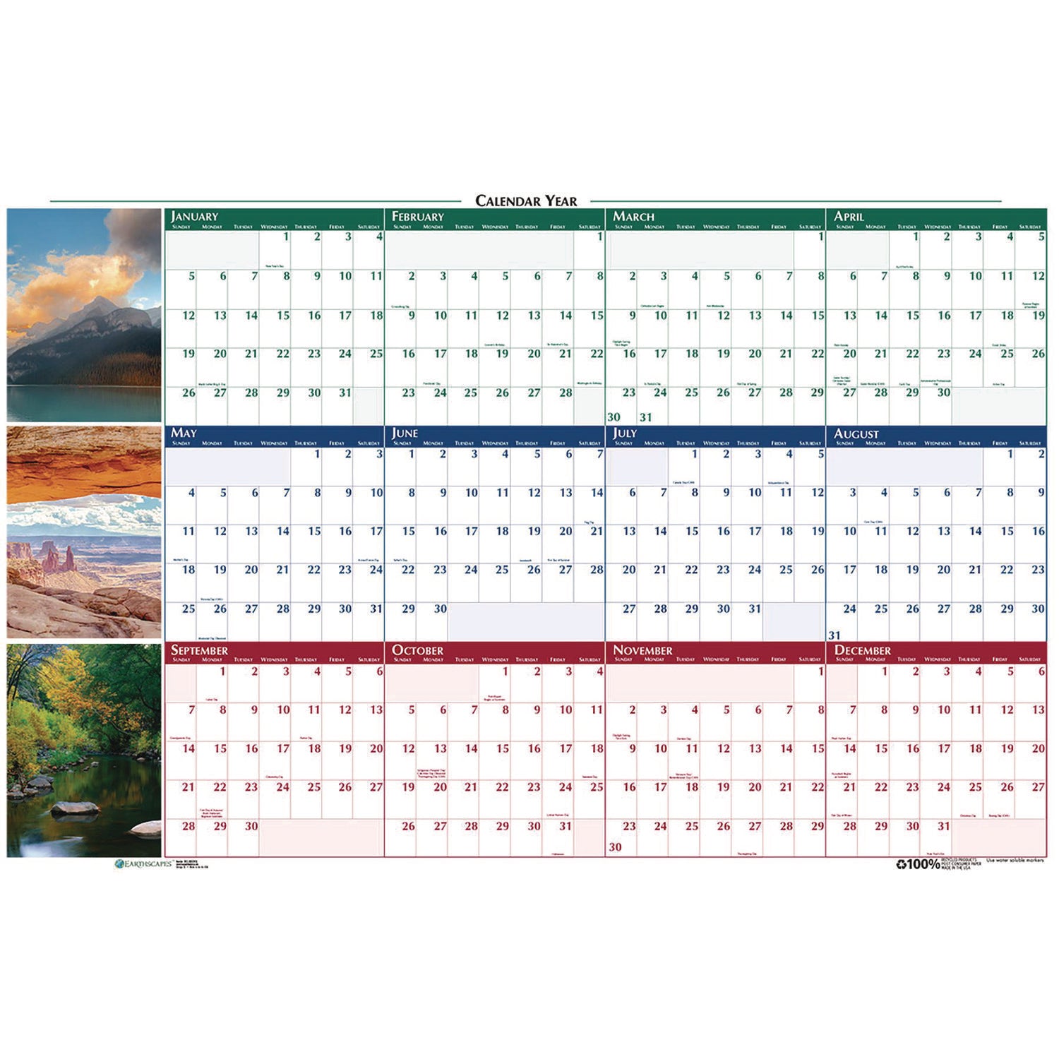 Julian Dates - Daily, Monthly - 12 Month - January 2026 to December 2026 - 2" x 1.38" , 1" x 1" Block - Paper - 24" Height x 18" Width - Laminated, Double-sided, Write on/Wipe off, Reversible, Erasable - 1 Each