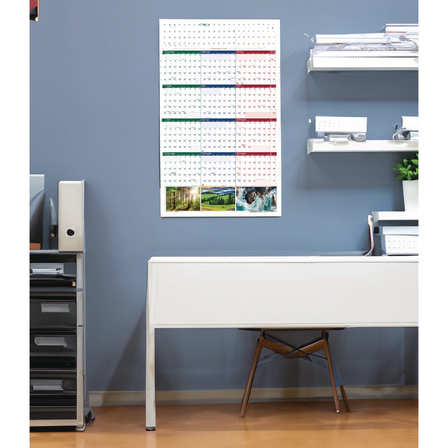 Julian Dates - Daily, Monthly - 12 Month - January 2026 to December 2026 - 2" x 1.38" , 1" x 1" Block - Paper - 24" Height x 18" Width - Laminated, Double-sided, Write on/Wipe off, Reversible, Erasable - 1 Each
