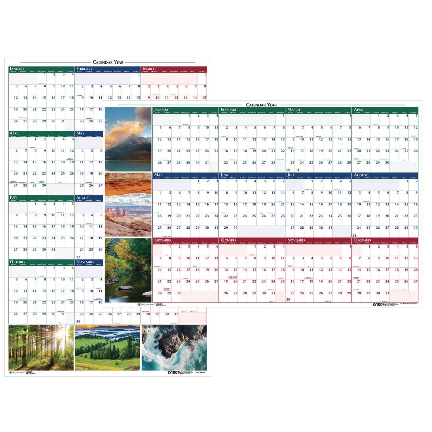 Julian Dates - Yearly - 1 Year - January 2026 to December 2026 - 32" x 48" Sheet Size - 1.13" x 1.38" Block - Multi - Paper - Laminated, Erasable - 1 Each