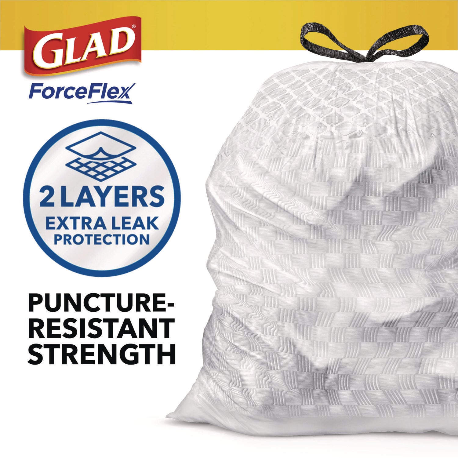 ForceFlex Kitchen Drawstring Trash Bags, 13 gal, Gain Original Scent, 24" x 27.38", White, 80 Bags/Box, 3 Boxes/Carton