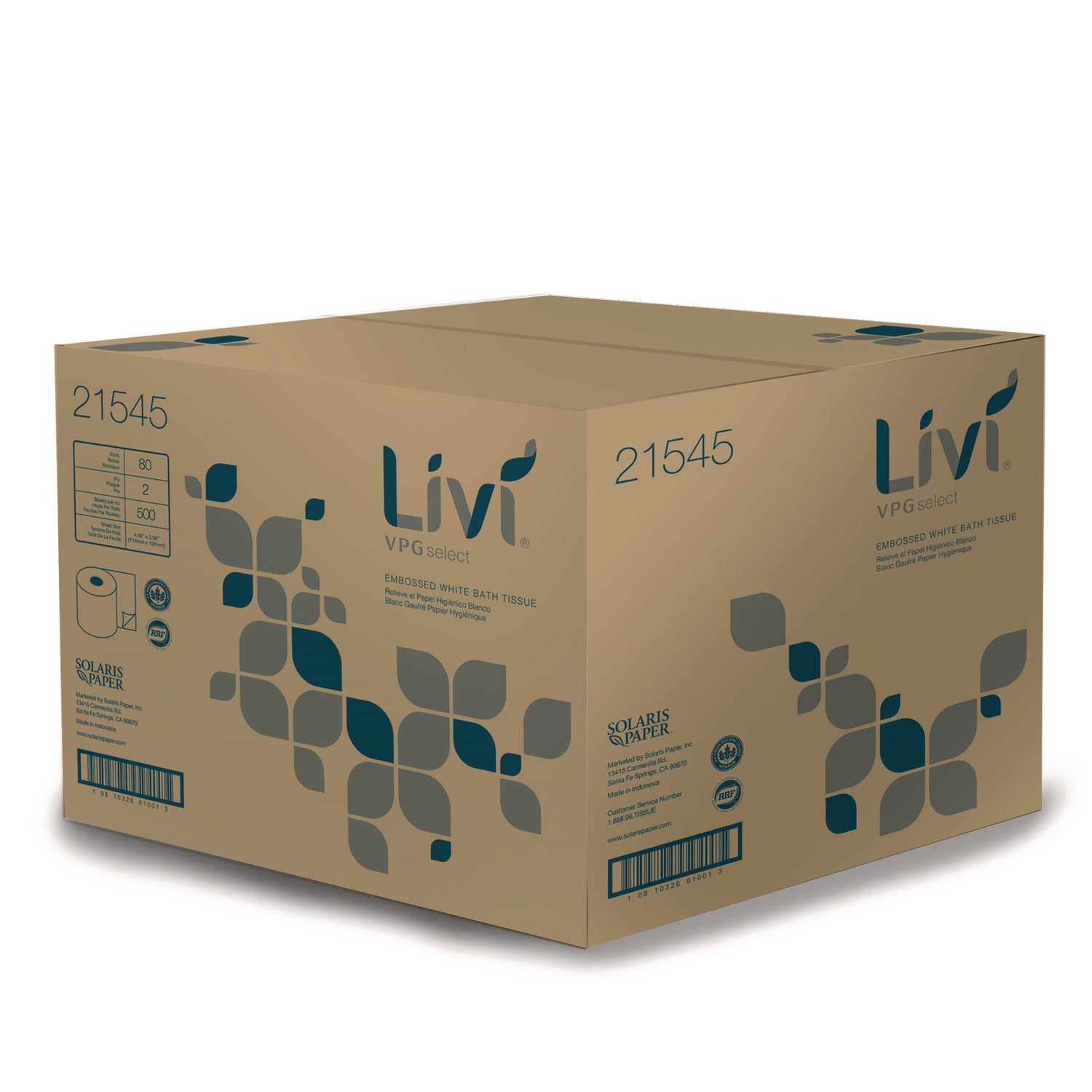 2 Ply - 4.49" Width x 3.98" Length - 500 Sheets/Roll - White - Virgin Fiber - 80 / Carton