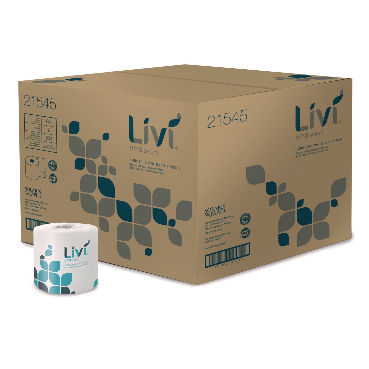 2 Ply - 4.49" Width x 3.98" Length - 500 Sheets/Roll - White - Virgin Fiber - 80 / Carton