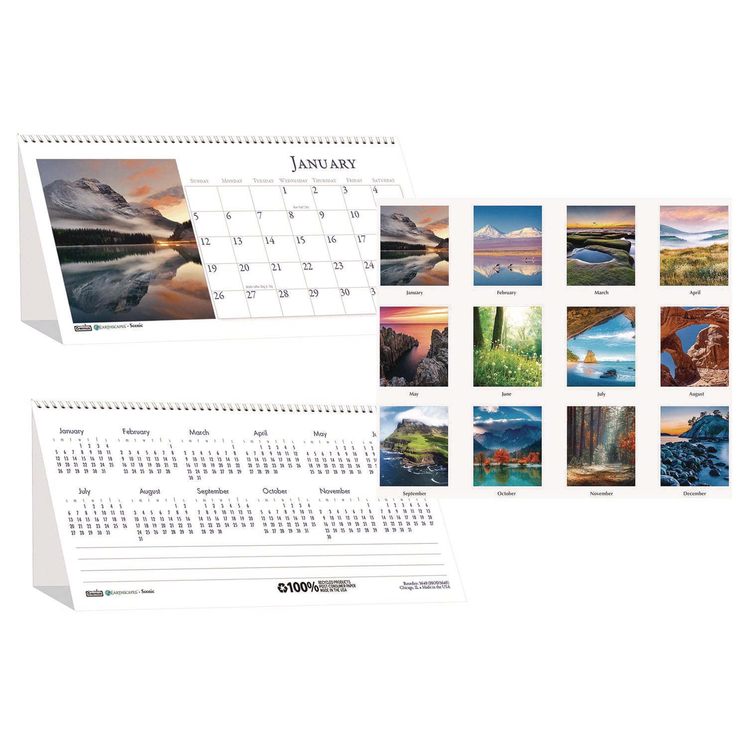 Julian Dates - Monthly - 1 Year - January 2026 to December 2026 - 1 Month Double Page Layout - 8 1/2" x 4 1/2" Sheet Size - Spiral Bound - Desktop - White - Paper - 1 Each