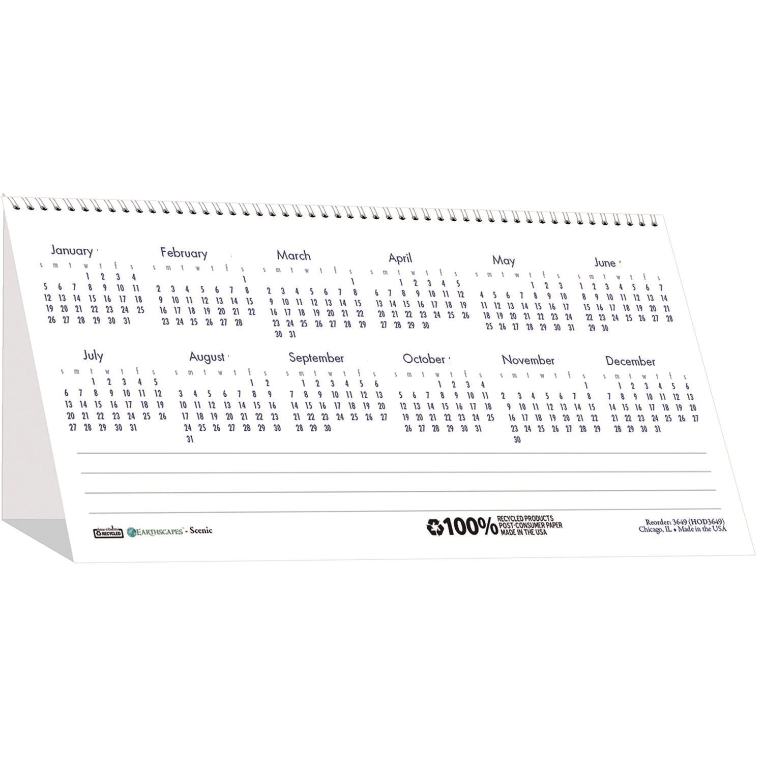 Julian Dates - Monthly - 1 Year - January 2026 to December 2026 - 1 Month Double Page Layout - 8 1/2" x 4 1/2" Sheet Size - Spiral Bound - Desktop - White - Paper - 1 Each