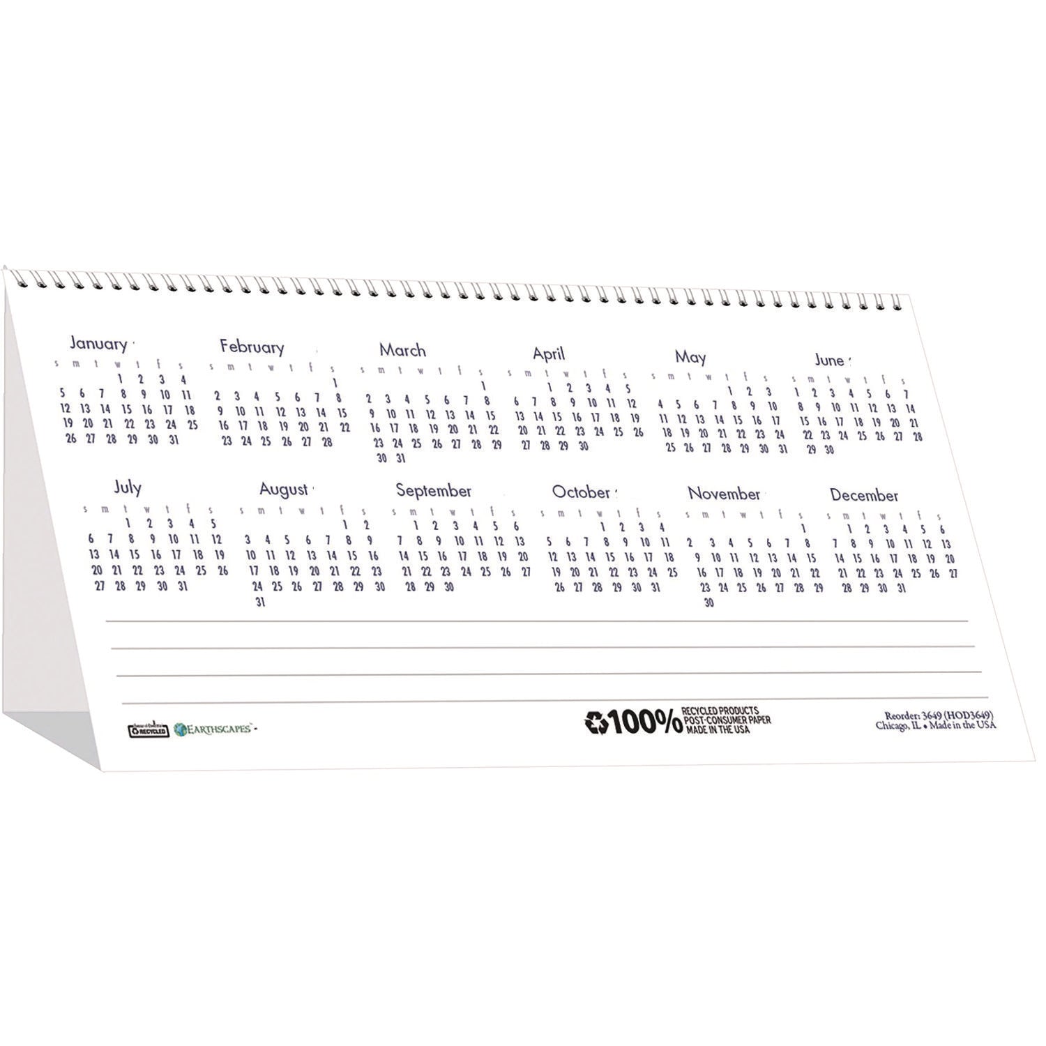 Julian Dates - Monthly - 1 Year - January 2026 to December 2026 - 1 Month Double Page Layout - 8 1/2" x 4 1/2" Sheet Size - Spiral Bound - Desktop - White - Paper - 1 Each