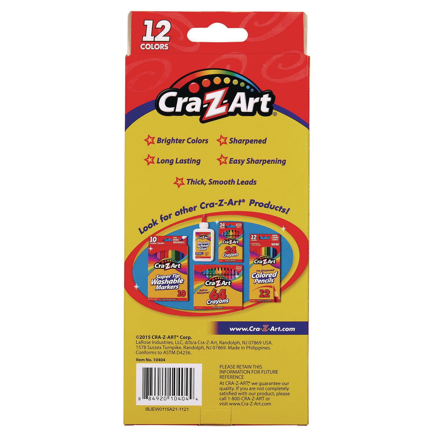 Colored Pencils, 12 Assorted Lead and Barrel Colors, 12/Set