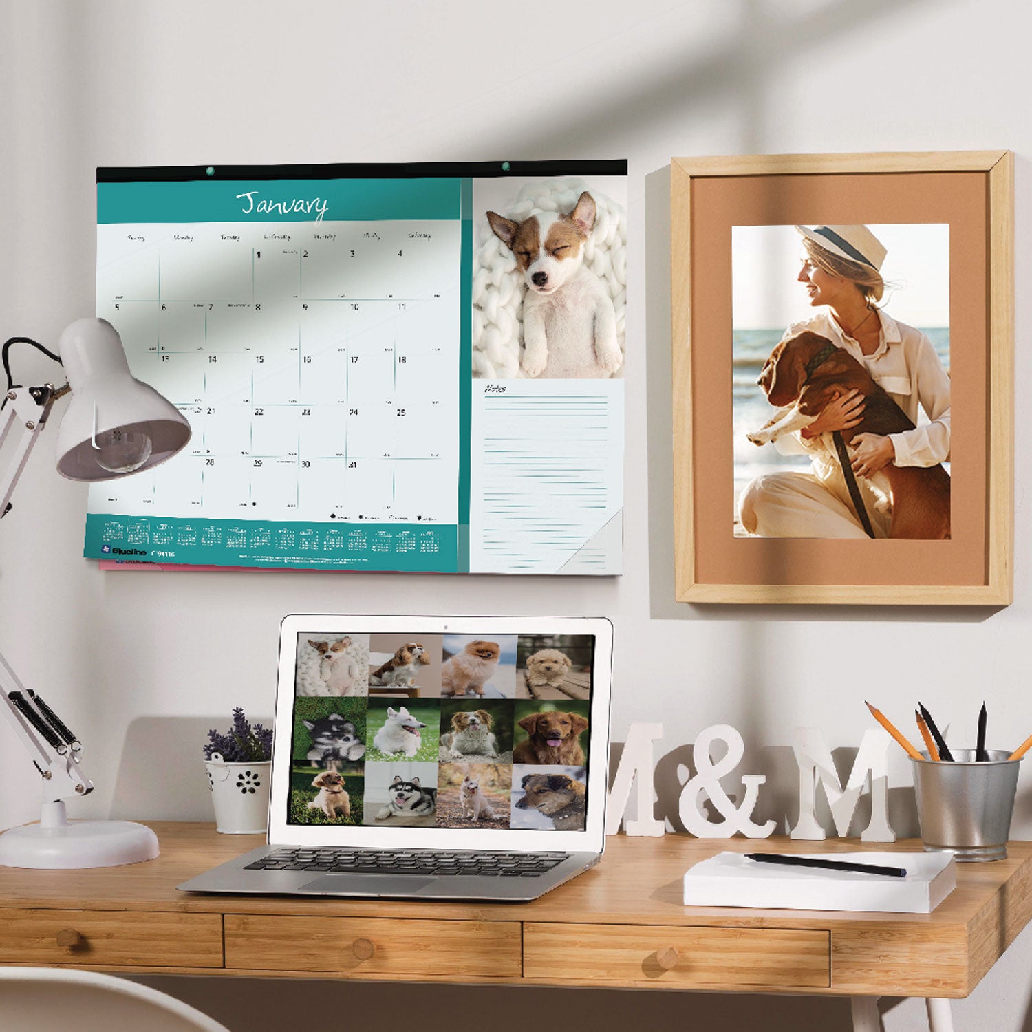Blueline Man's Best Friend Dogs Desk Pad Calendar