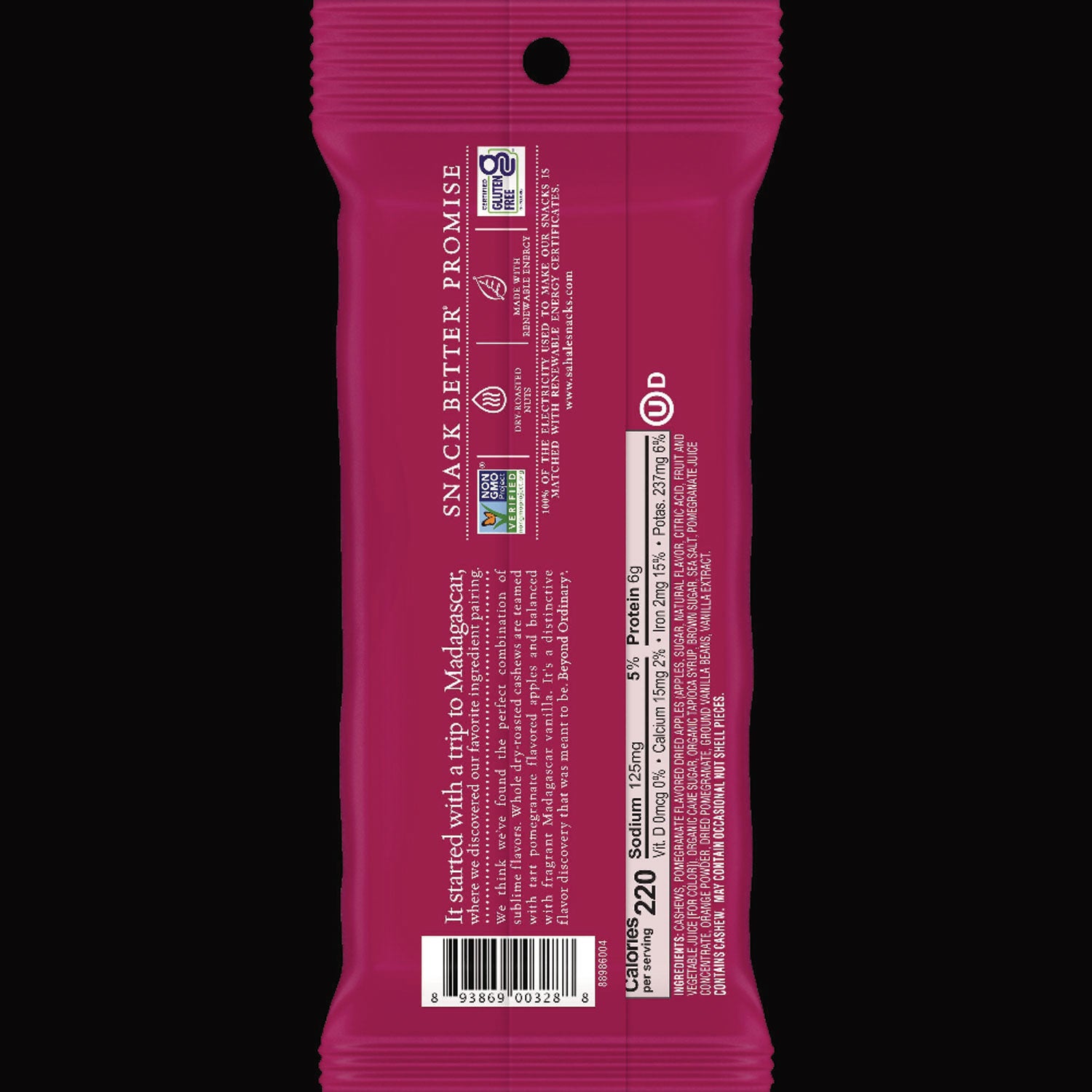 Non-GMO, Gluten-free - Cashew, Pomegranate, Vanilla - 1.50 oz - 18 / Carton