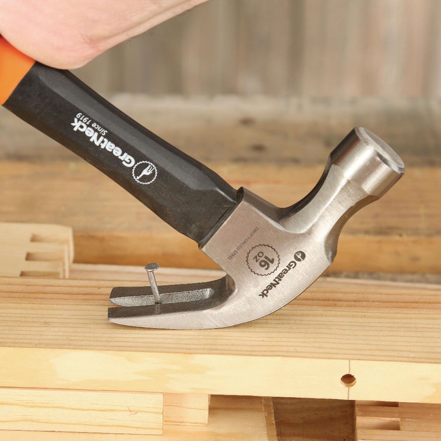 16 oz Claw Hammer with High-Visibility Orange Fiberglass Handle