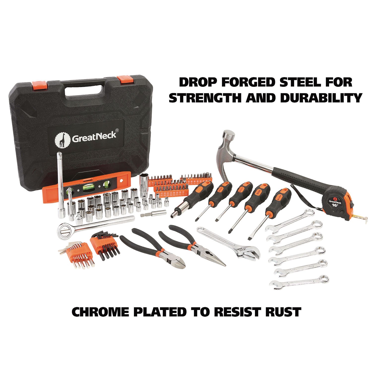 TK119 Great Neck Saw 119-Piece Tool Set with Case