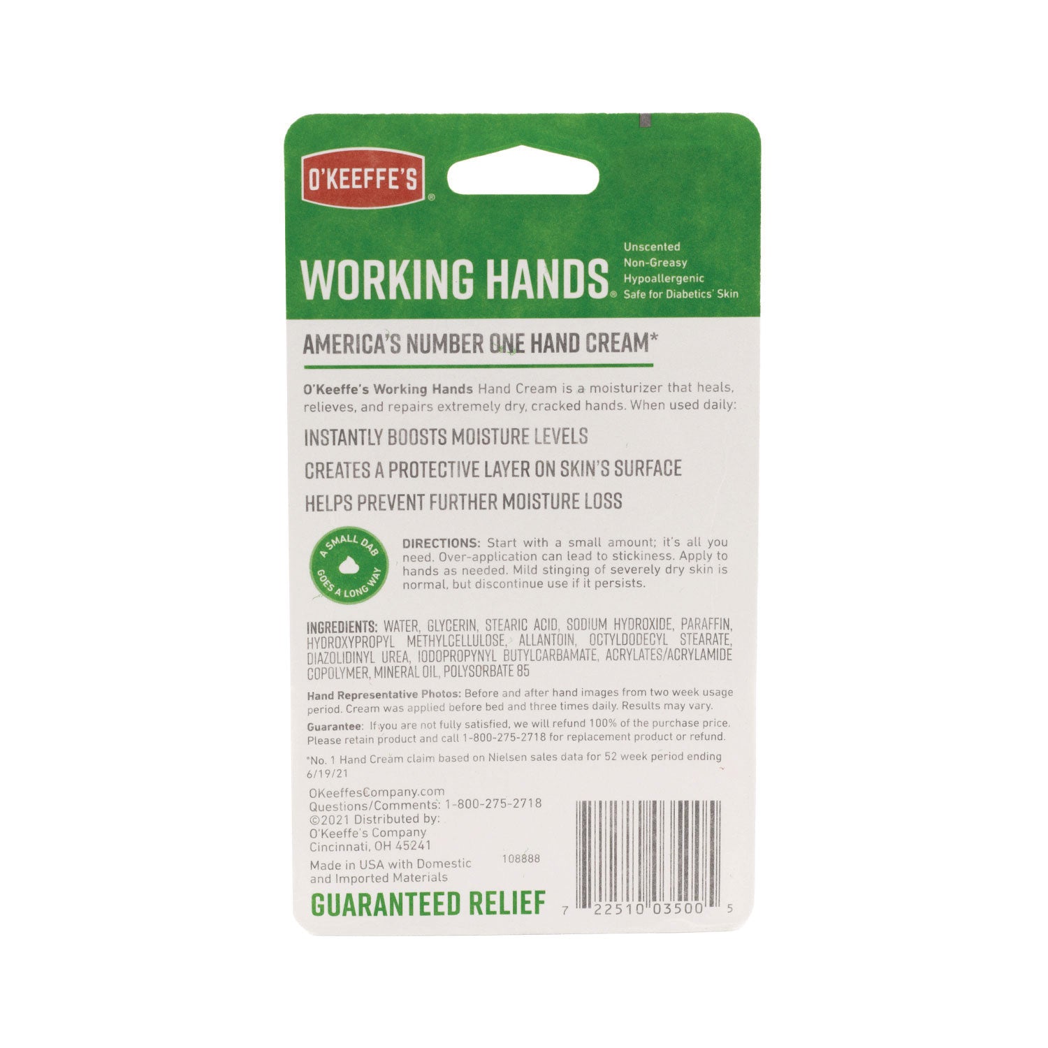 O'Keeffe's Working Hands Hand Cream - Cream - 3.40 fl oz - For Dry Skin - Applicable on Hand - Cracked/Scaly Skin - Moisturising - 1 Each