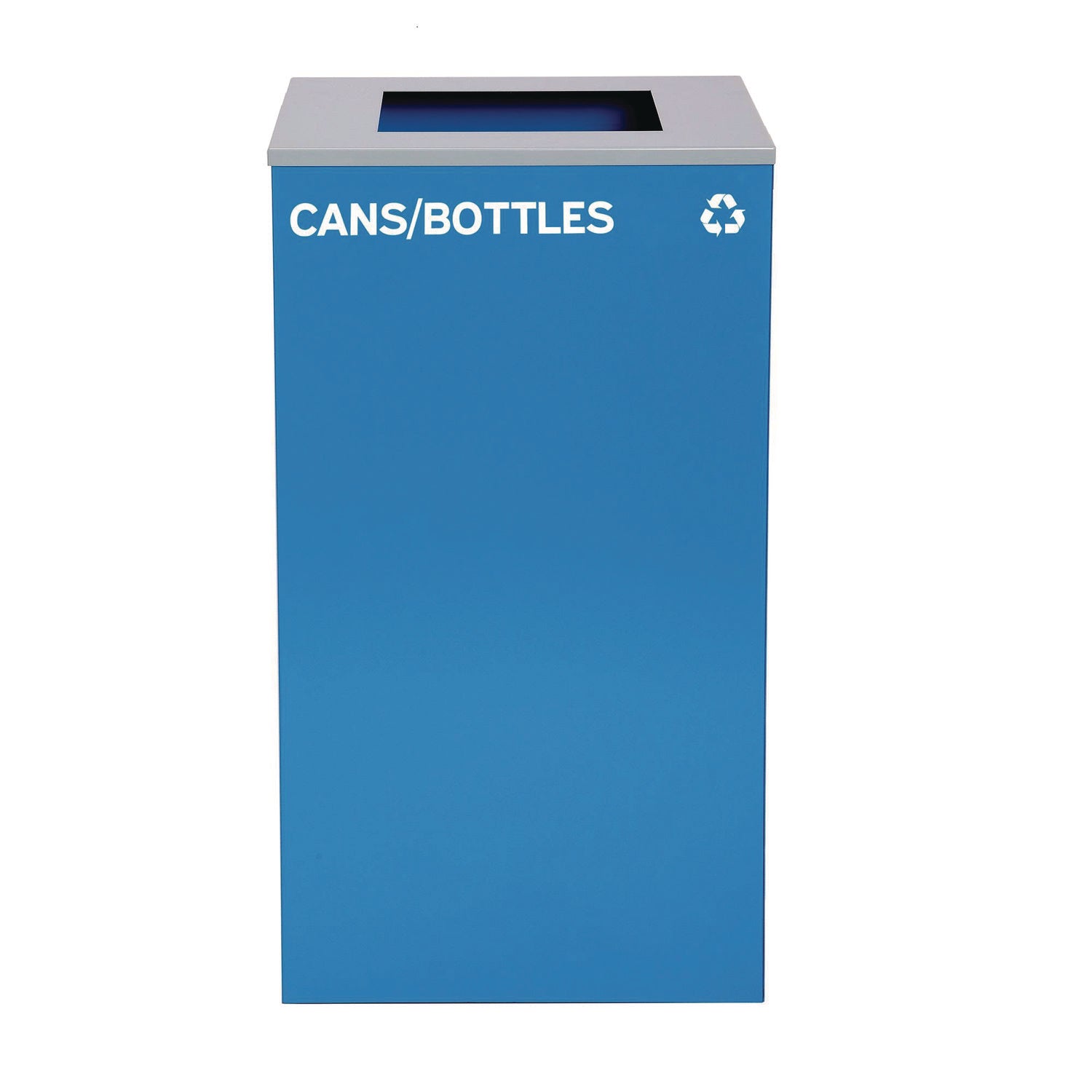 29 Gallon Trash/Recycling Cans, Steel, Blue Cans/Bottles Recycling Can, Green Compost Can, Black Trash Can with Square Lids