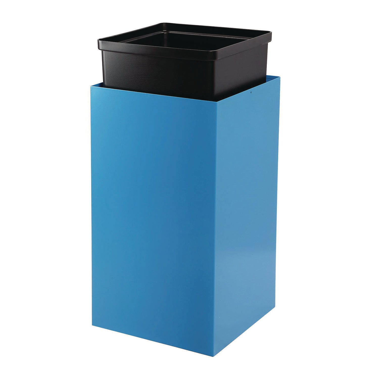 29 Gallon Trash/Recycling Cans, Steel, Blue Can with Mixed Lid