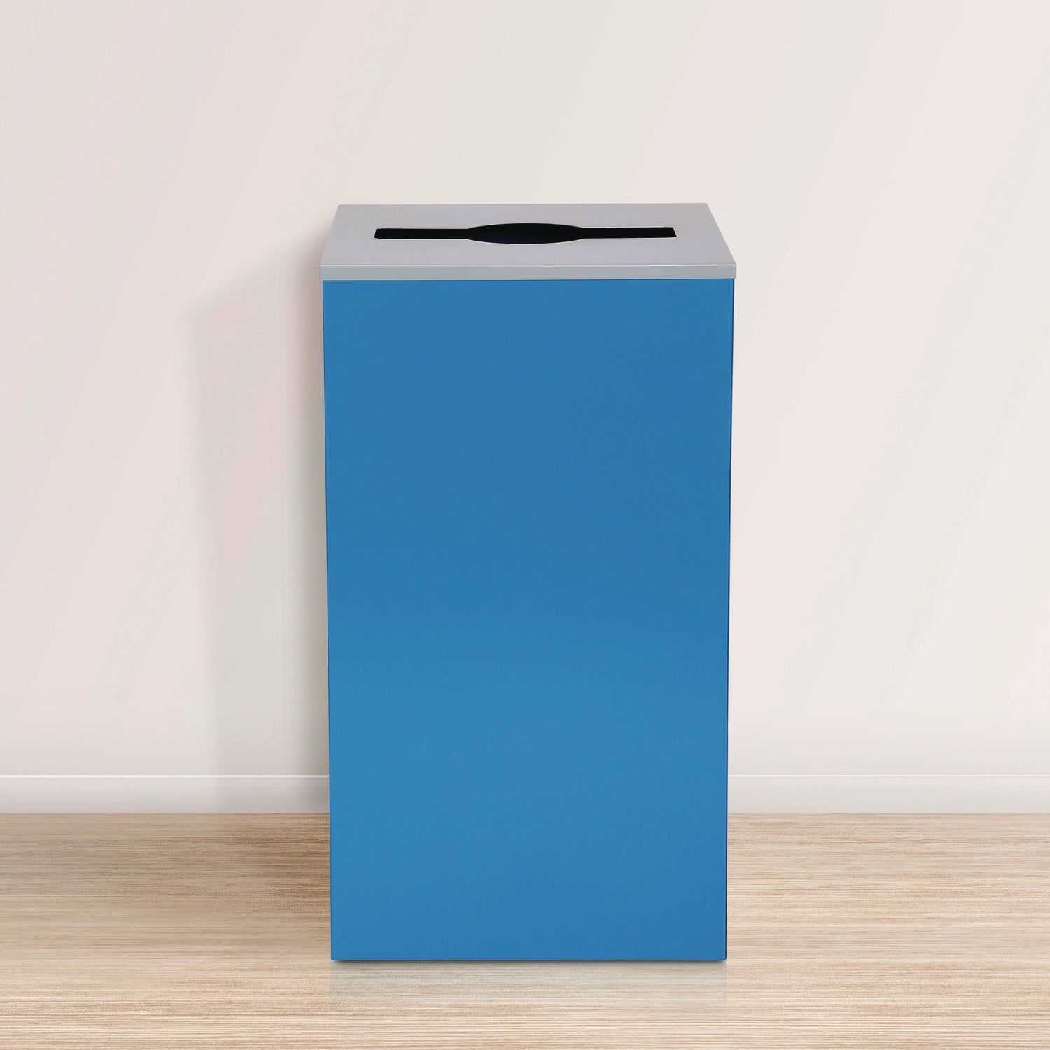 29 Gallon Trash/Recycling Cans, Steel, Blue Can with Mixed Lid