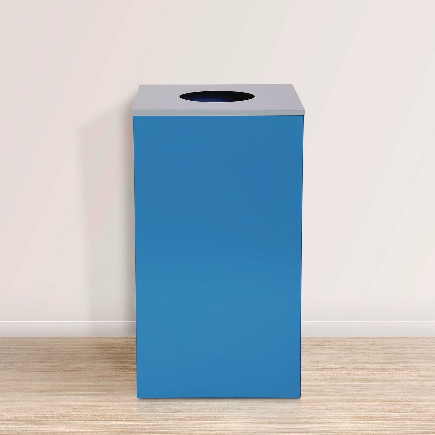 29 Gallon Trash/Recycling Cans, Steel, Blue Can with Circle Lid