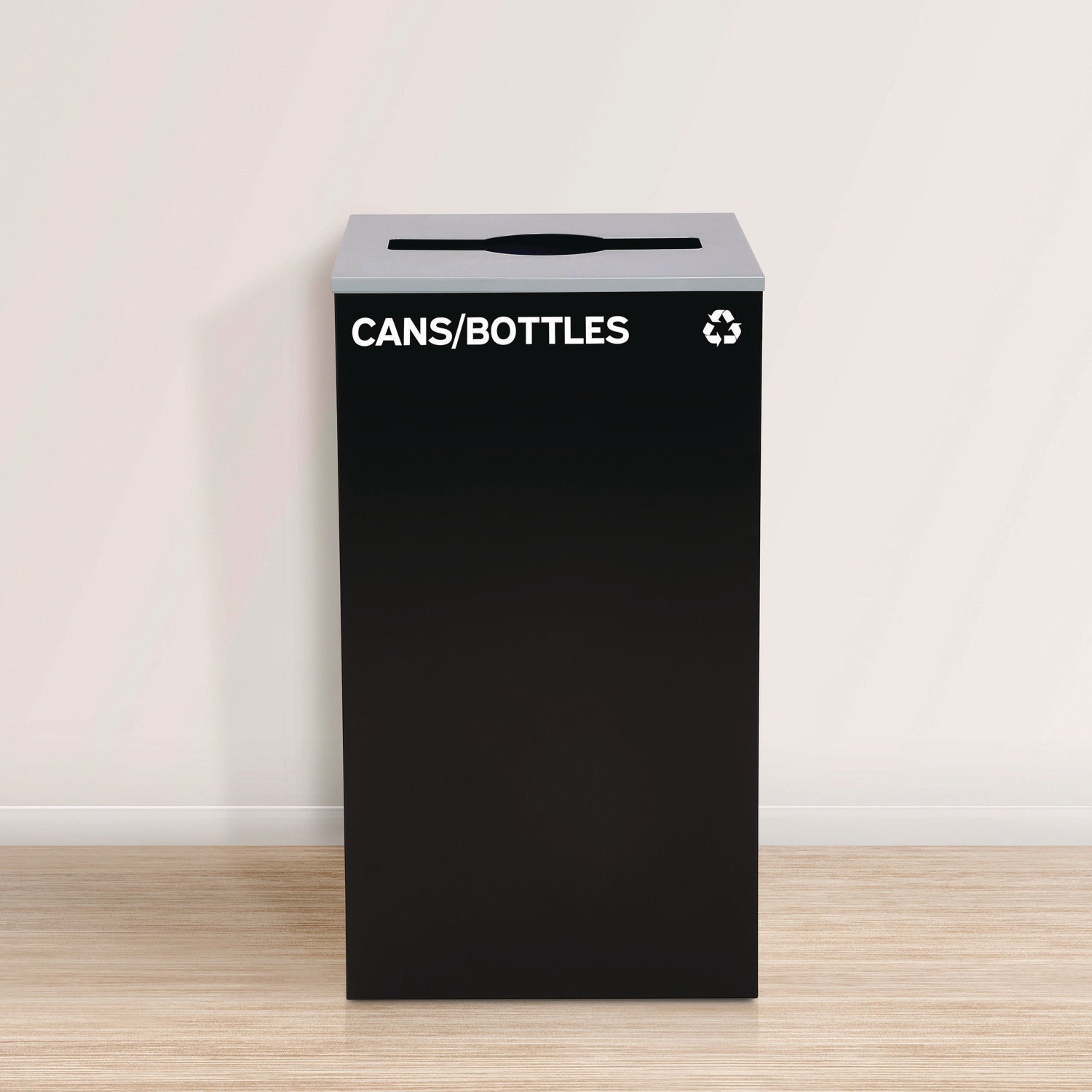 29 Gallon Trash/Recycling Cans, Steel, Black Cans/Bottles Recycling Can with Mixed Lid