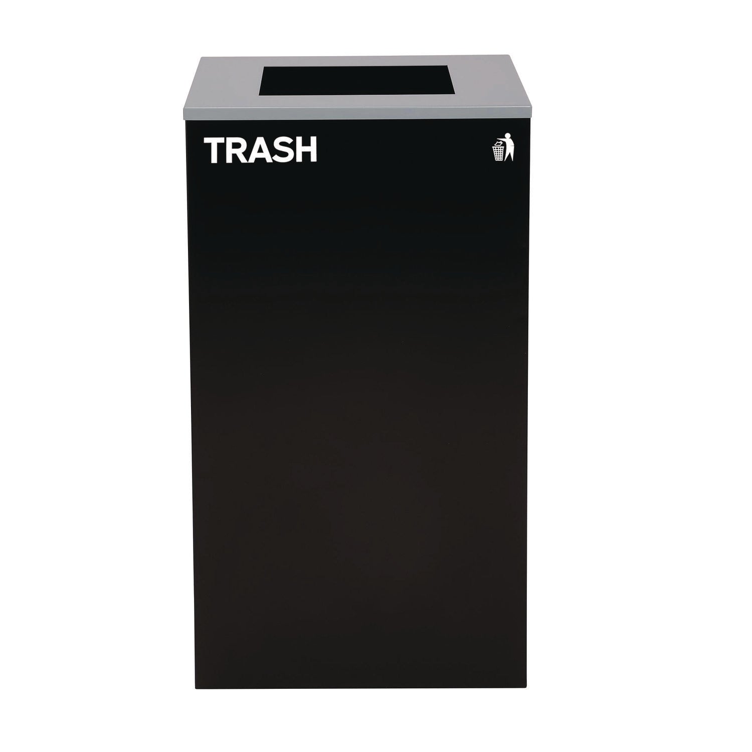 29 Gallon Trash/Recycling Cans, Steel, Blue Recycling Can and Black Trash Can w/Sq Lid, Green Recycling Can with Mixed Lid