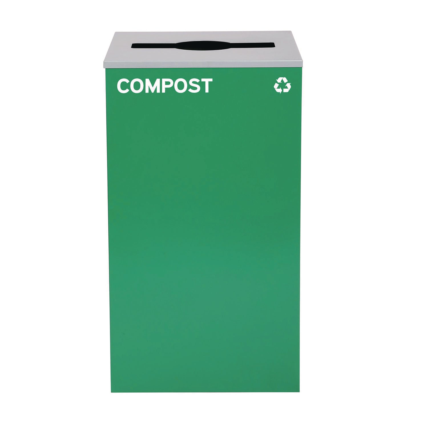 29 Gallon Trash/Recycling Cans, Steel, Blue Cans/Bottles Recycling and Green Compost Can w/Mixed Lid, Black Trash Can Sq Lid