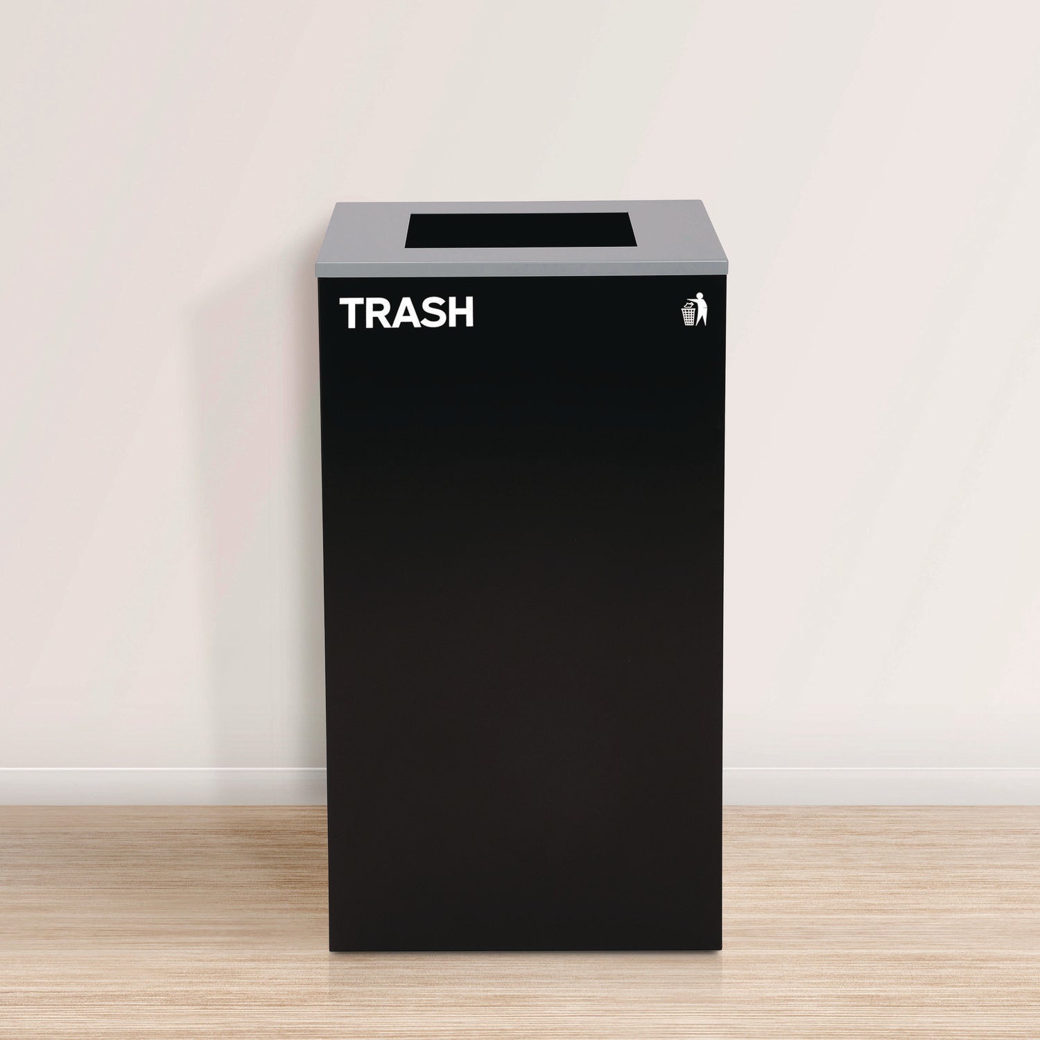 29 Gallon Trash/Recycling Cans, Steel, Blue Cans/Bottles Recycling w/Circle Lid, Green Compost w/Mixed Lid, BK Trash w/Sq Lid