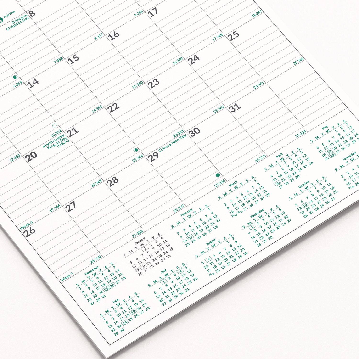 Brownline EcoLogix Monthly Wall Calendar, Twin-Wire Binding, 100% Recycled