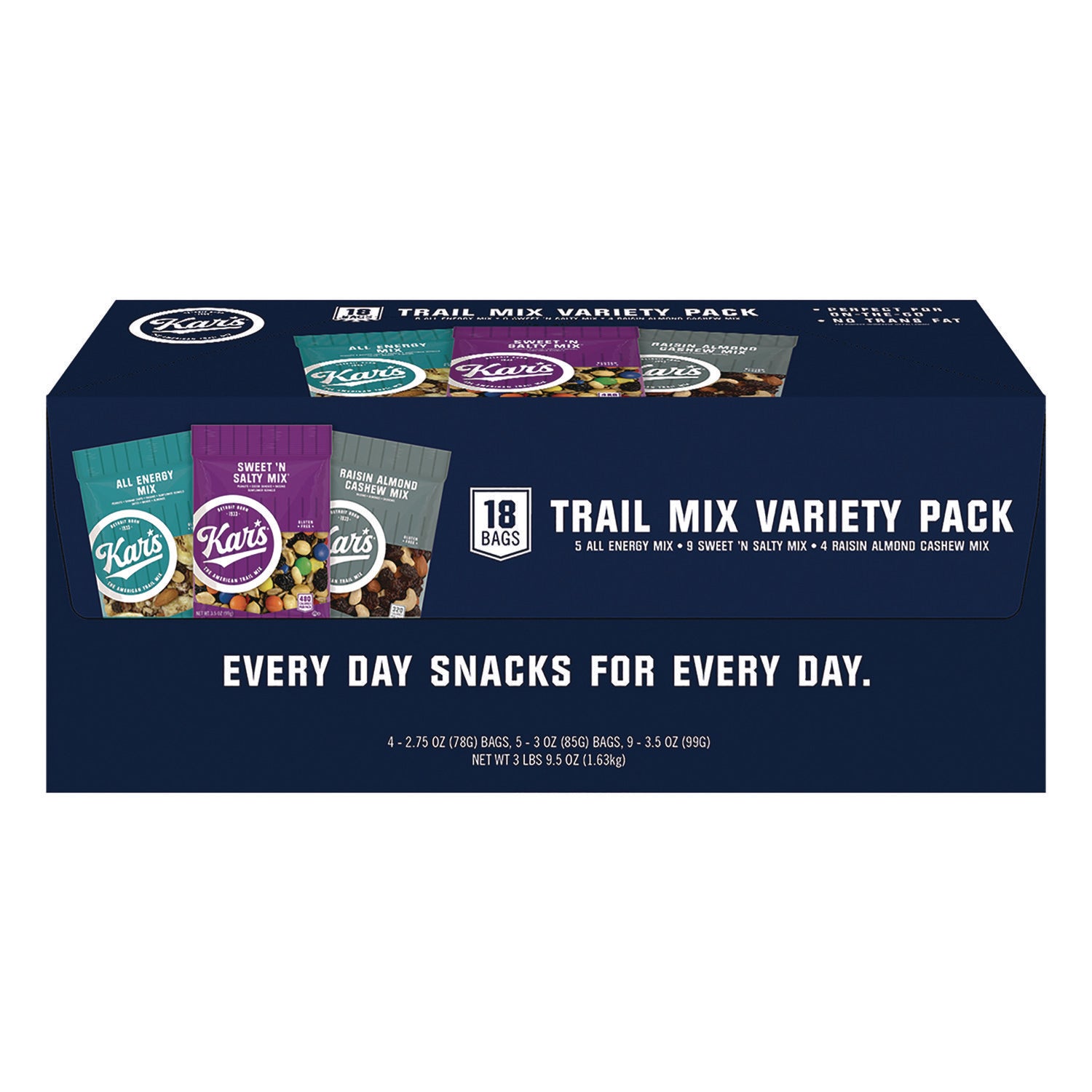 Trail Mix Variety Pack, Assorted Flavors, 18 Bags/Carton