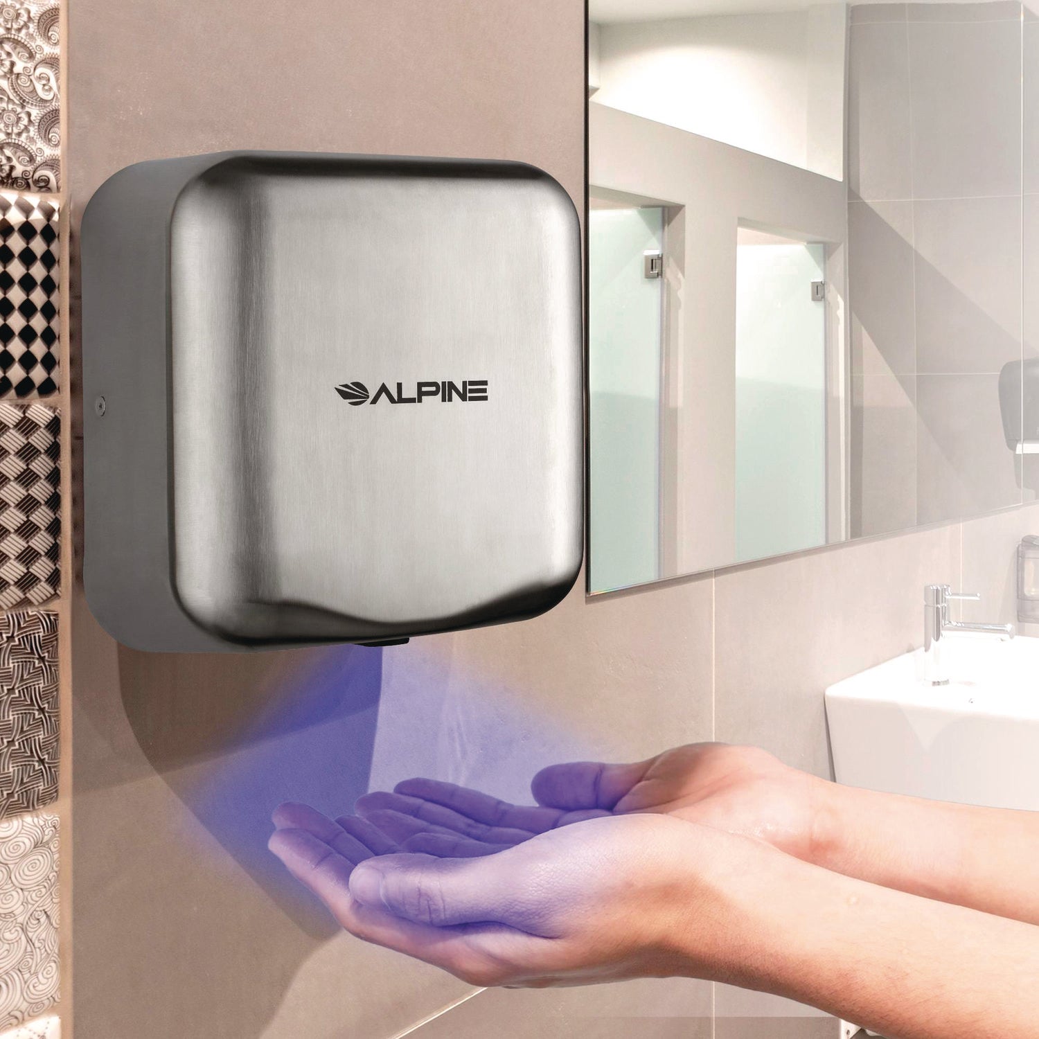 Hemlock Commercial Automatic 120V Hand Dryer, 6.68 x 11.41 x 12.31, Stainless Steel, Silver