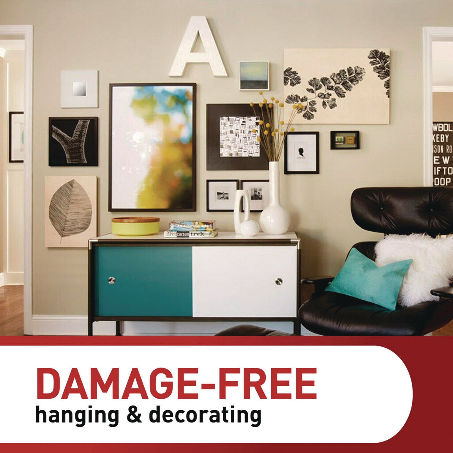 Picture Hanging Strips, X-Large, Removable, Holds up to 20 lbs per 4 Strips, Black, 4 Strip Pairs