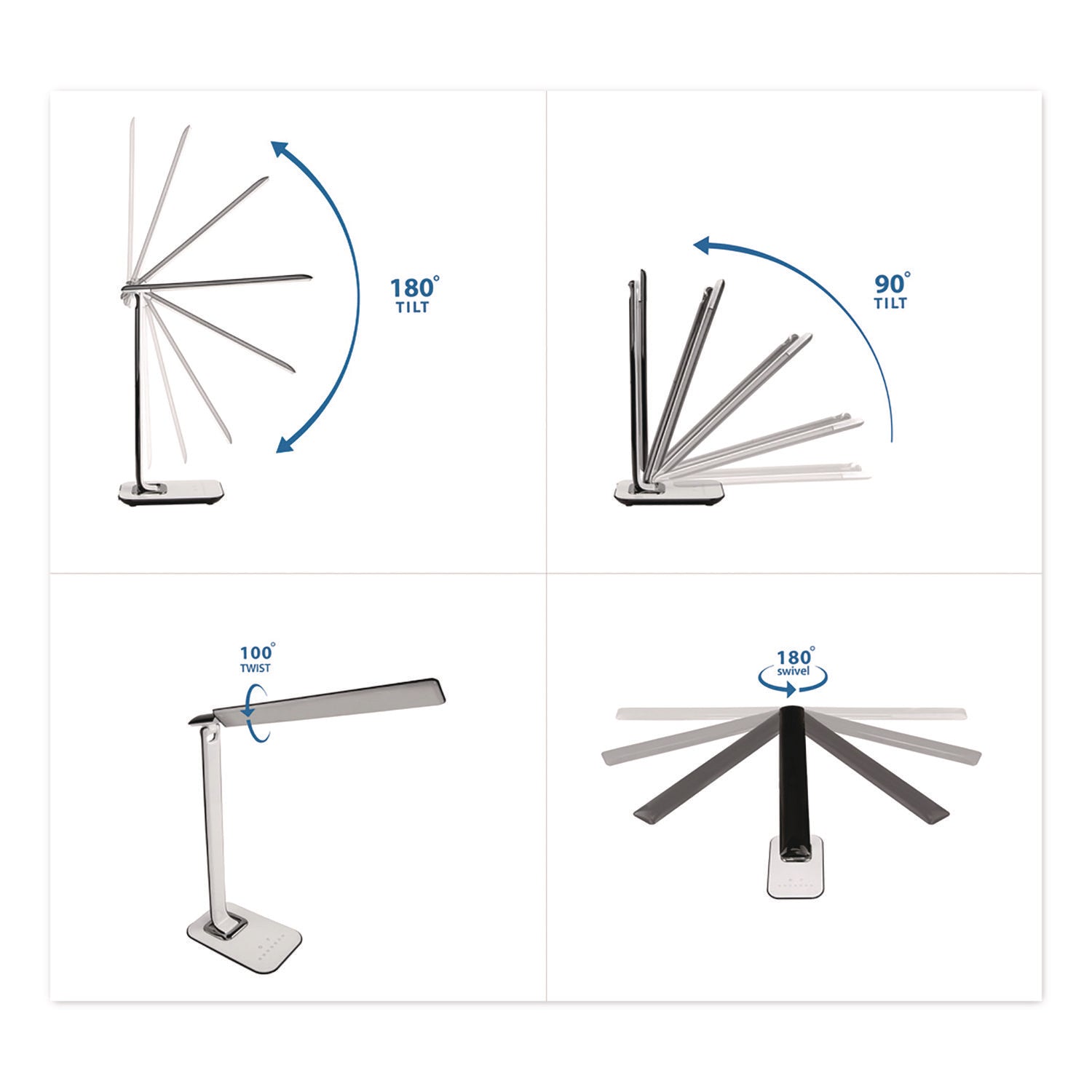 Turcom RelaxaLight Dimmable LED Desk Lamp with USB, Adjustable Neck, 16" to 28.5" High, White