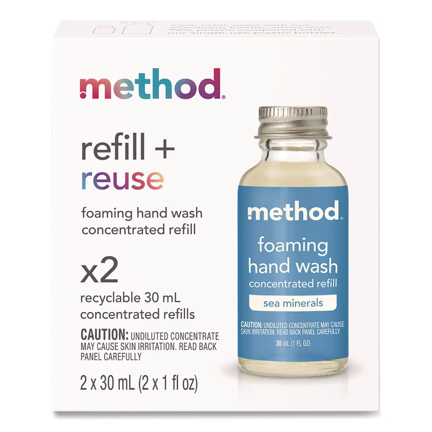 Refill + Reuse Foaming Hand Soap Refill, Sea Minerals, 1 oz Refill Bottle, 2/Pack