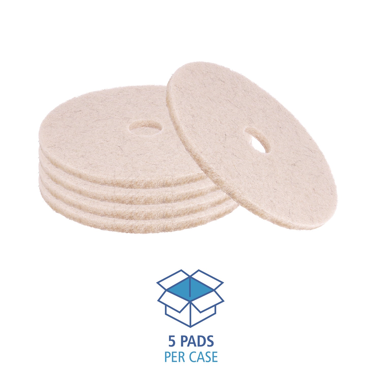 Natural Hog Hair Burnishing Floor Pads, 19" Diameter, Tan, 5/carton