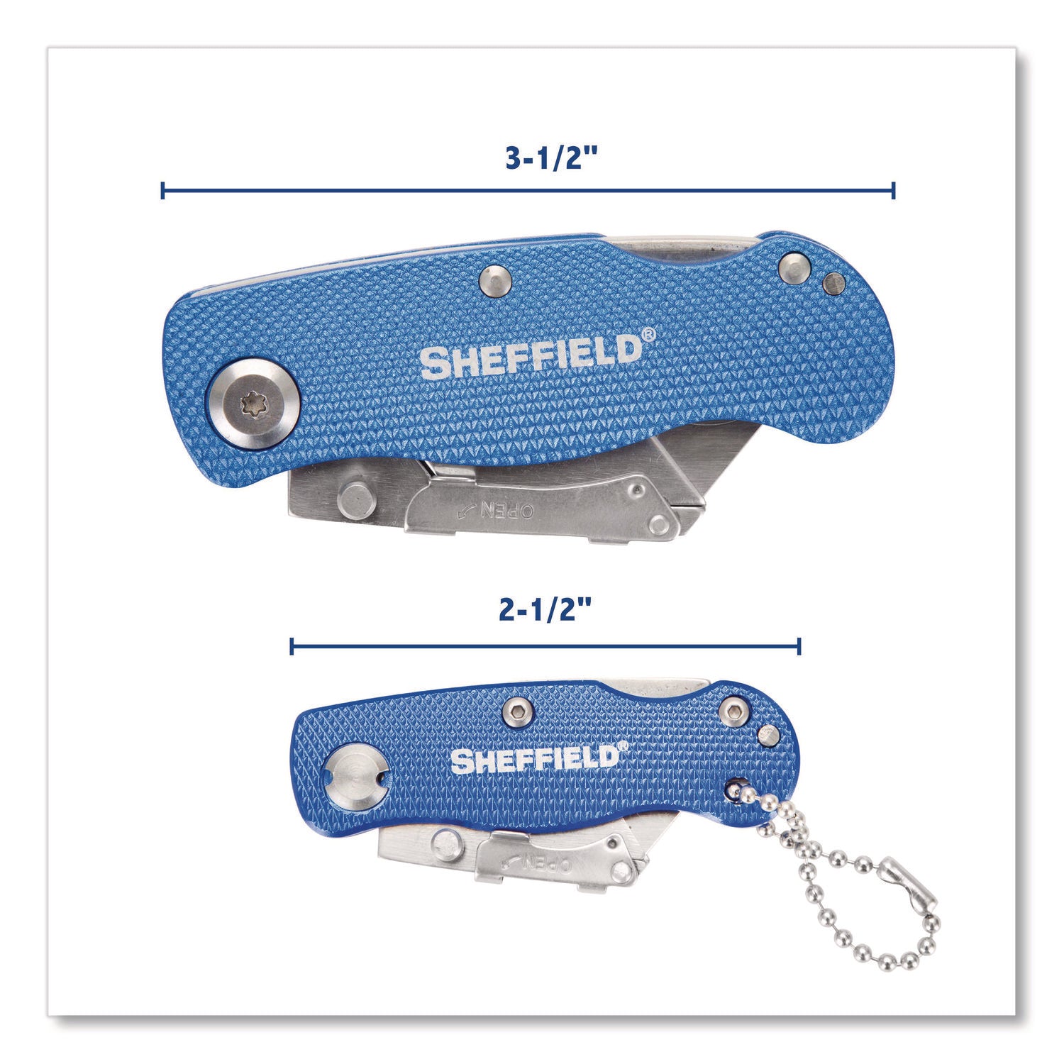 Folding Lock Back Utility Knife Set, 1 Standard, 1 Mini, Blue