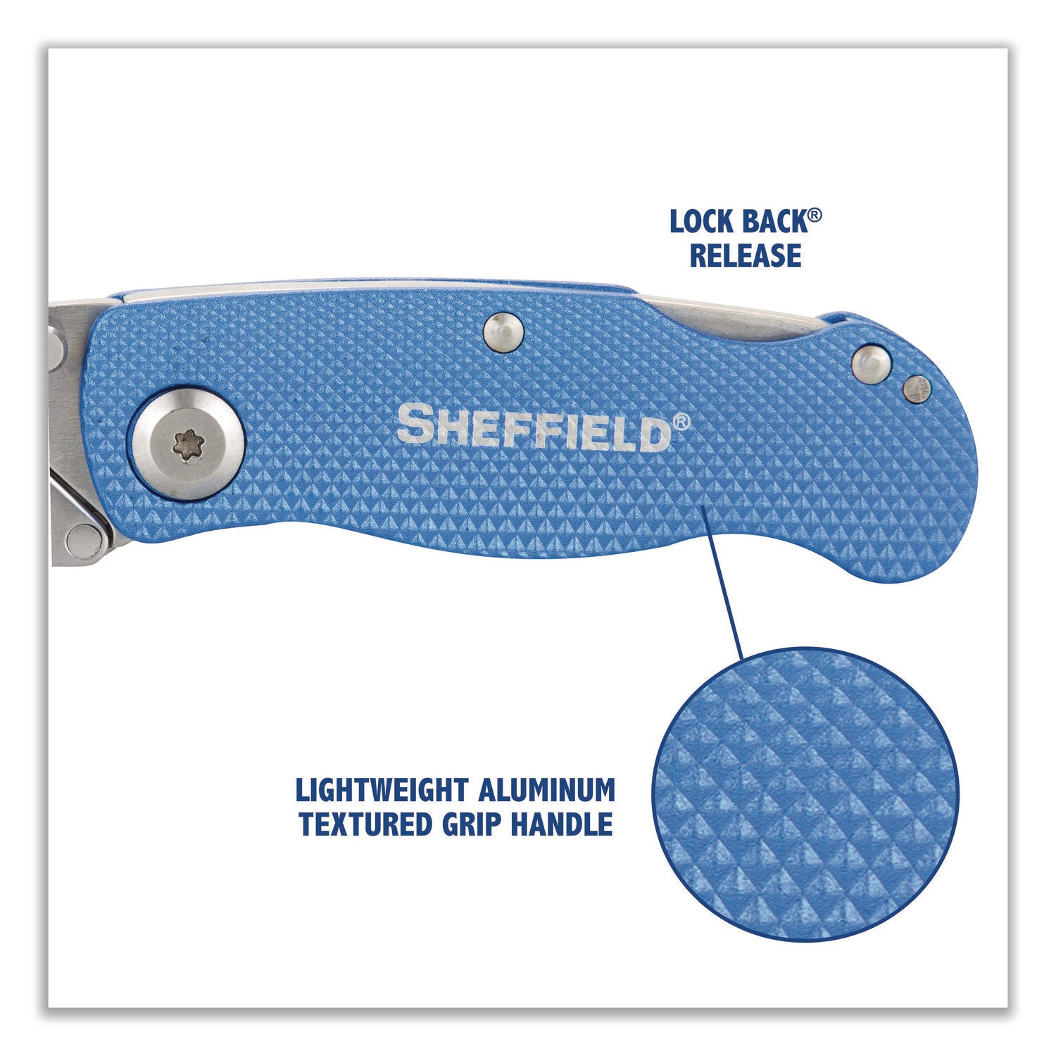 Folding Lock Back Utility Knife Set, 1 Standard, 1 Mini, Blue