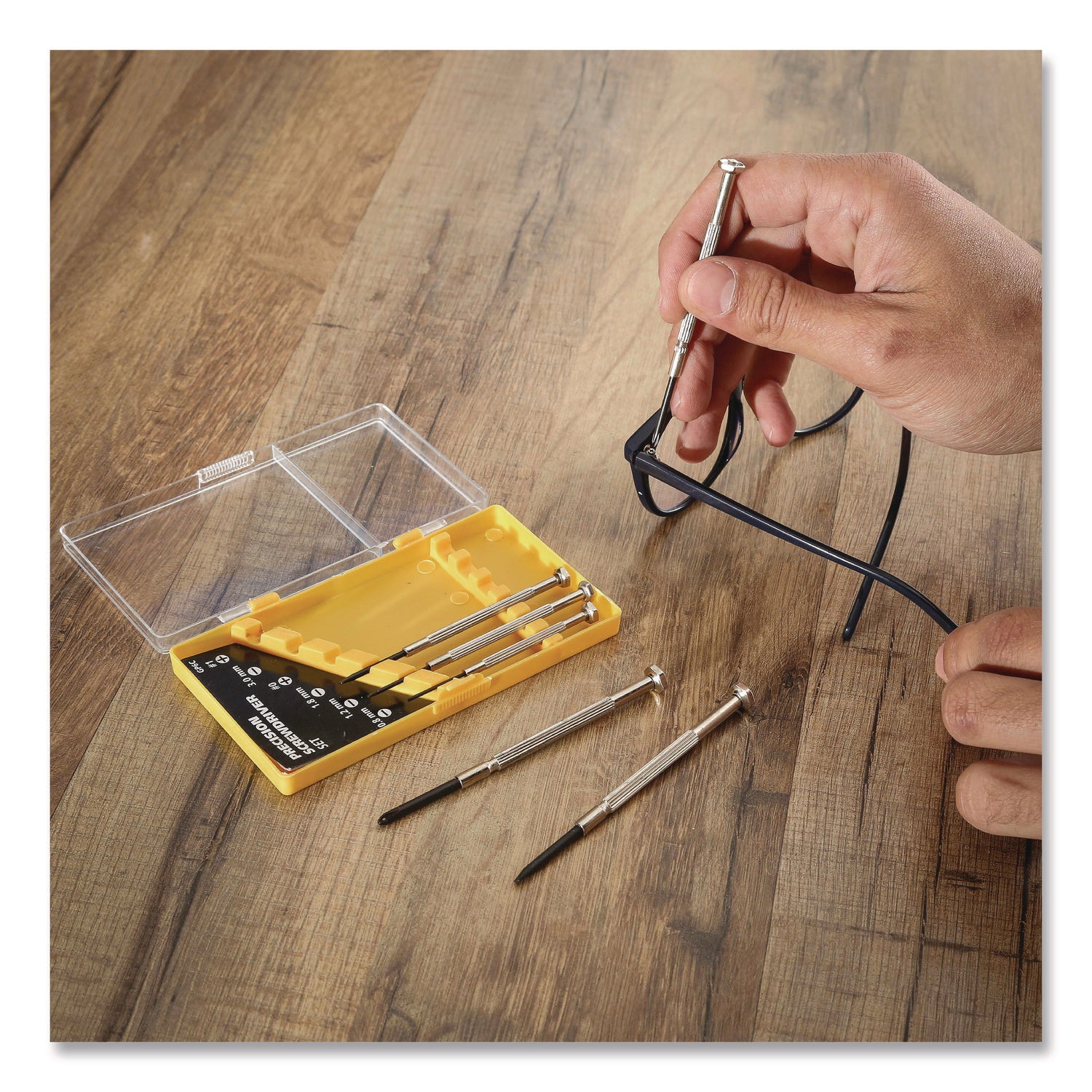 Precision Screwdriver Set, Six-Piece, Phillips/Slotted, Assorted Lengths, Polished Steel Handles