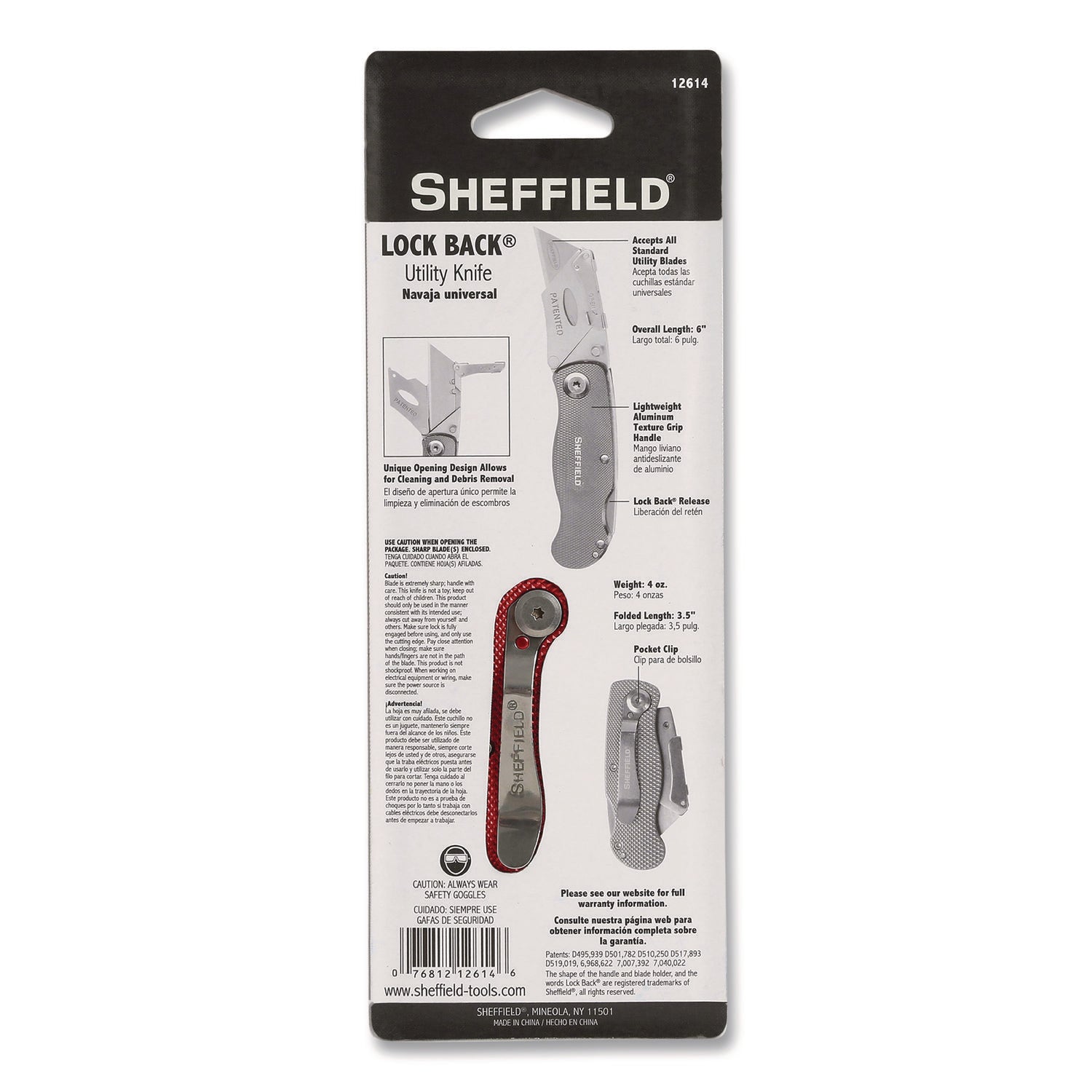 Quick Change Lock Back Utility Knife, 1.25" Blade, 3.5" Aluminum Handle, Red