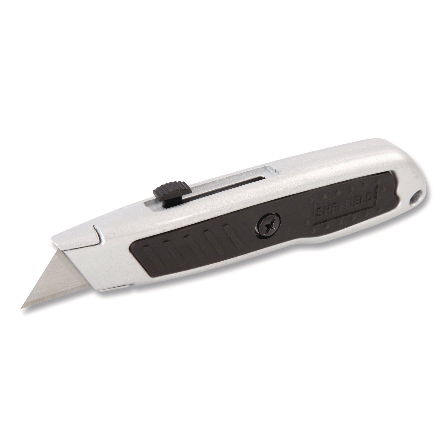Retractable Utility Knife, 1.25" Blade, 3.5" Plastic Handle, Black/Gray