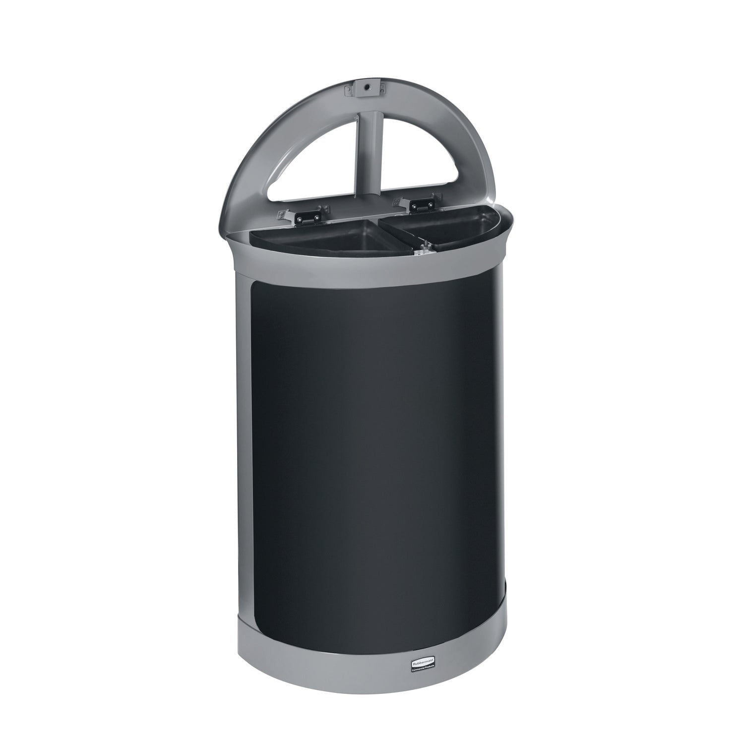 ENHANCE Series Waste Receptacle, Dual Top Hole, 11.5 gal, Metal, Pearl Gray/Umbra Gray