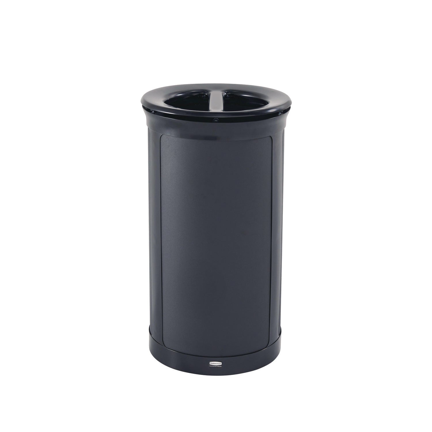 ENHANCE Series Waste Receptacle, Dual Top Hole, 33 gal, Metal, Jet Black Metallic