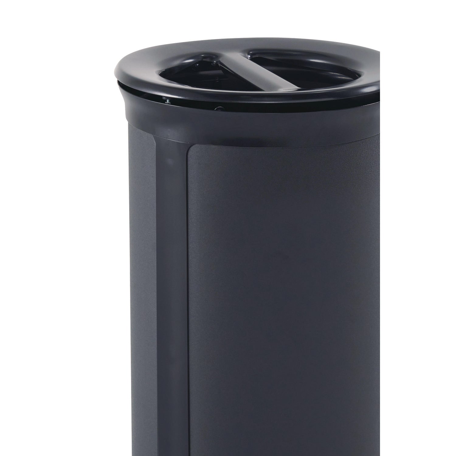 ENHANCE Series Waste Receptacle, Dual Top Hole, 33 gal, Metal, Jet Black Metallic