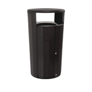 RESIST Round Waste Container, 45 gal, Metal, Textured Black/Black Gloss