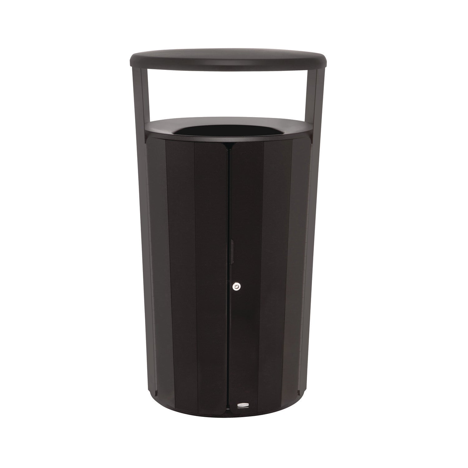 RESIST Round Waste Container, 45 gal, Metal, Textured Black/Black Gloss