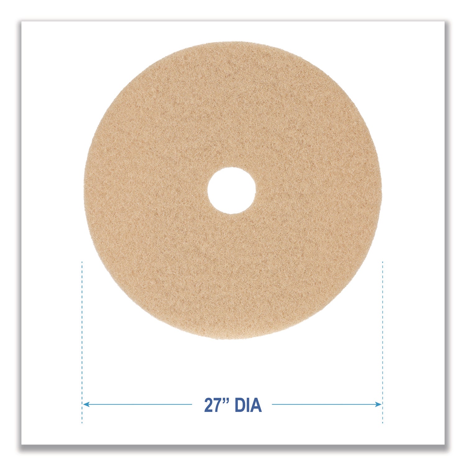 Burnishing Floor Pads, 27" Diameter, Tan, 5/Carton