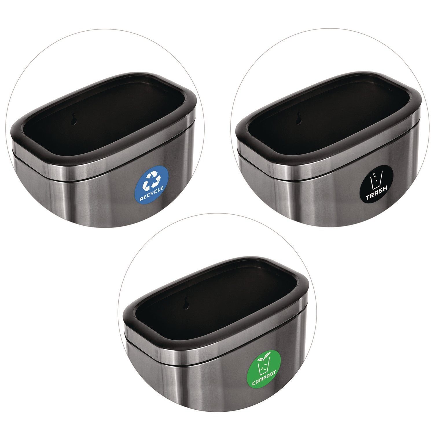 10.5 Gallon Recycle, Trash and Compost Combo Station, Brushed Stainless Steel