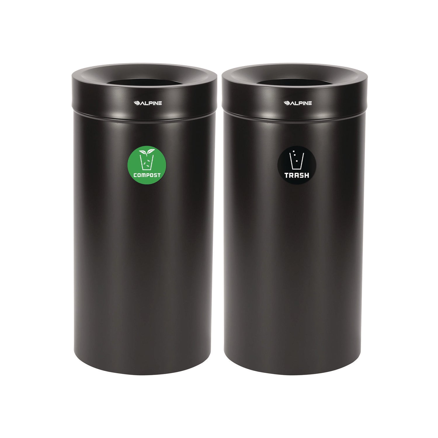 27 Gallon Black Stainless Steel Compost Bin and Trash Can