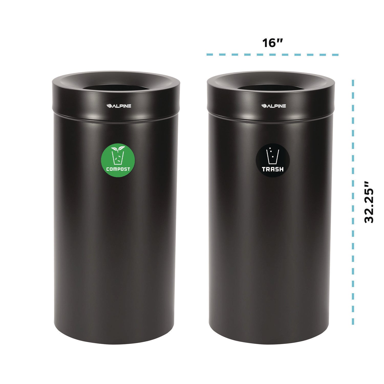 27 Gallon Black Stainless Steel Compost Bin and Trash Can